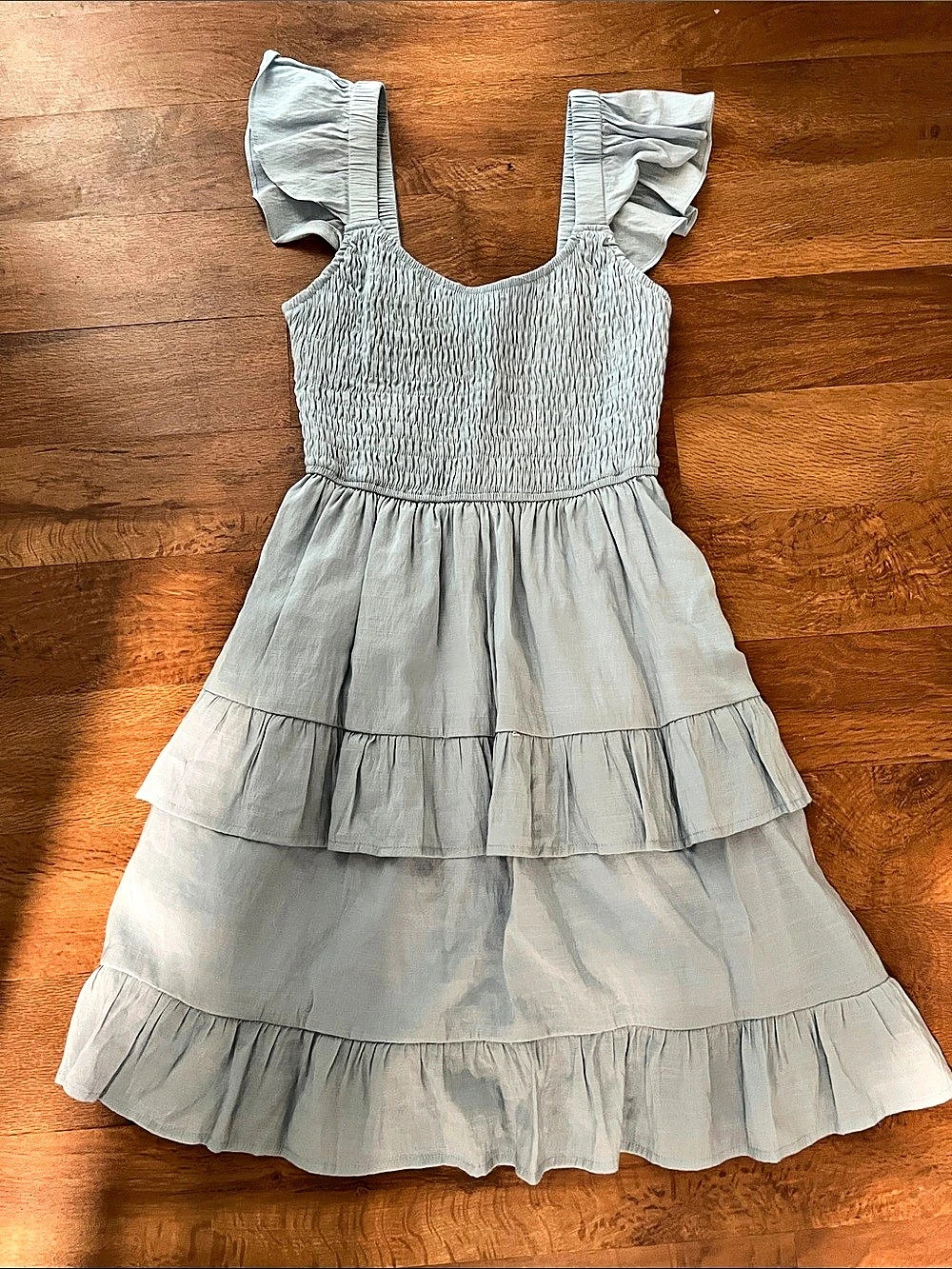Tiered Ruffle Mini Dress in Blue Size XS Like New